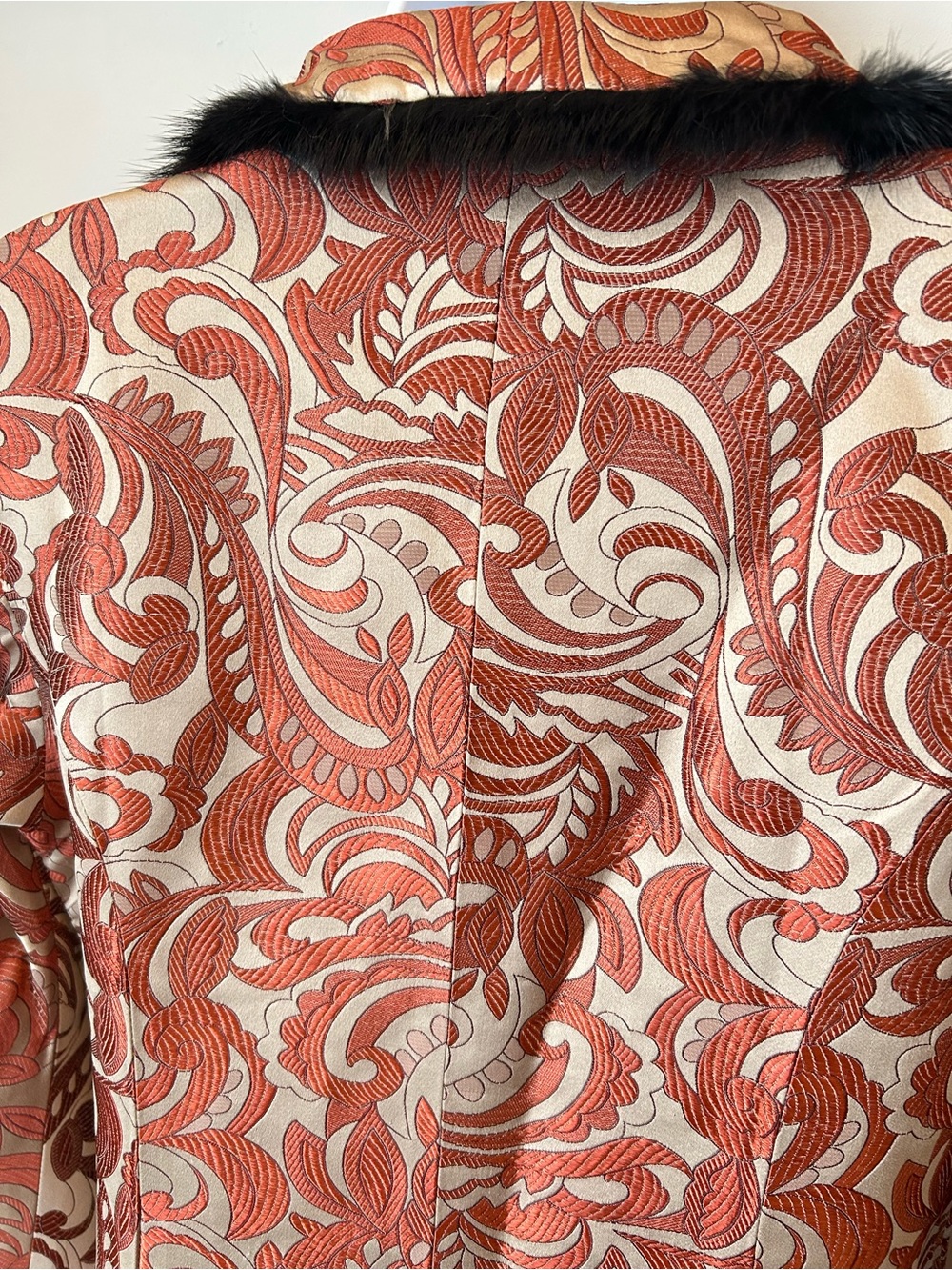 100% SILK Brocade Jacket Mandarin Collar Frog Closure Vintage Glam Statement - Picture 16 of 16